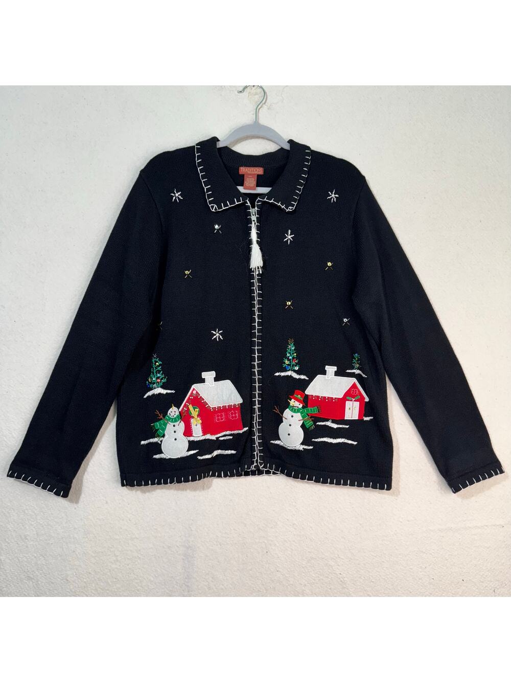 Great Northwest Traditions Holiday Snowman Embroidery Cardigan Sweater Petite XL - Picture 1 of 9